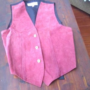 Leather plum vest by Voyageur